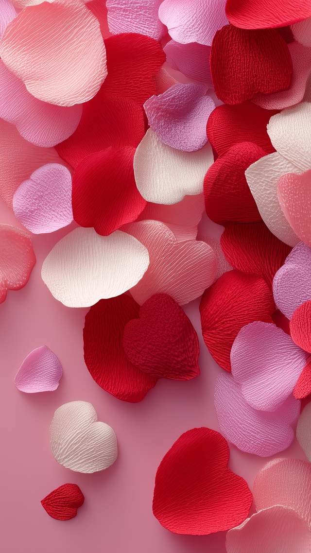 token of love wallpaper, valentines day decor, flower pedals, background for mobile wallpaper (vertical)
