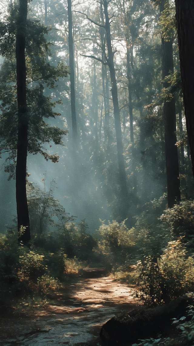 wild forest wallpaper, canopy, nature walk, background for mobile wallpaper (vertical)