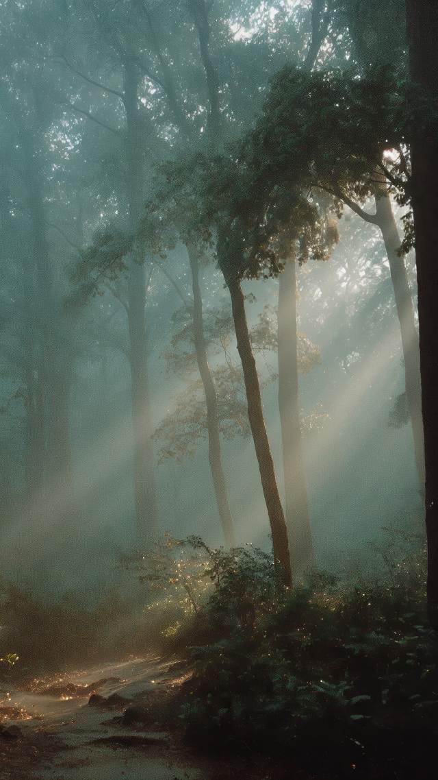 woodland scenery wallpaper, wild forest, natural landscape, background for mobile wallpaper (vertical)