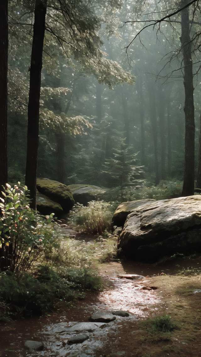 scenic woods wallpaper, outdoor exploration, dirt path, background for mobile wallpaper (vertical)
