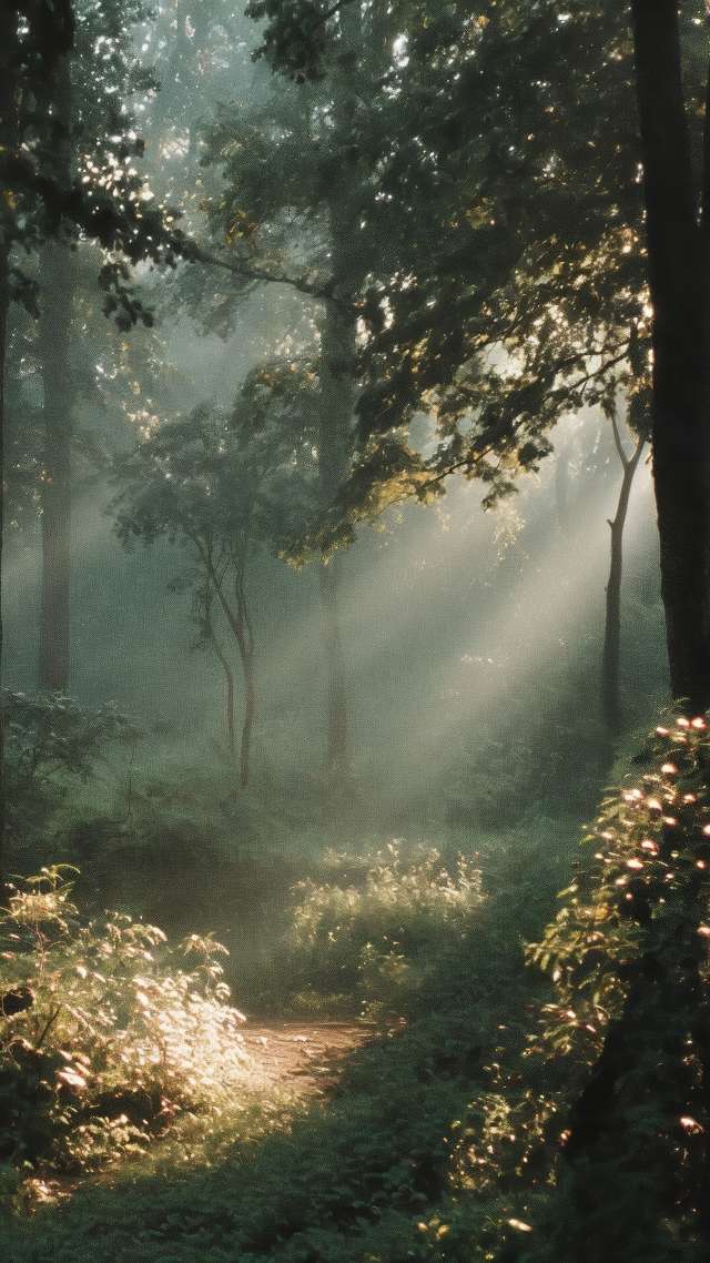 forest trail wallpaper, hiking path, green landscape, background for mobile wallpaper (vertical)