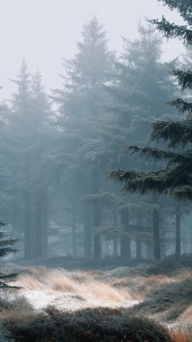 muted colors wallpaper, haze, tranquil grove, background for mobile wallpaper (vertical)