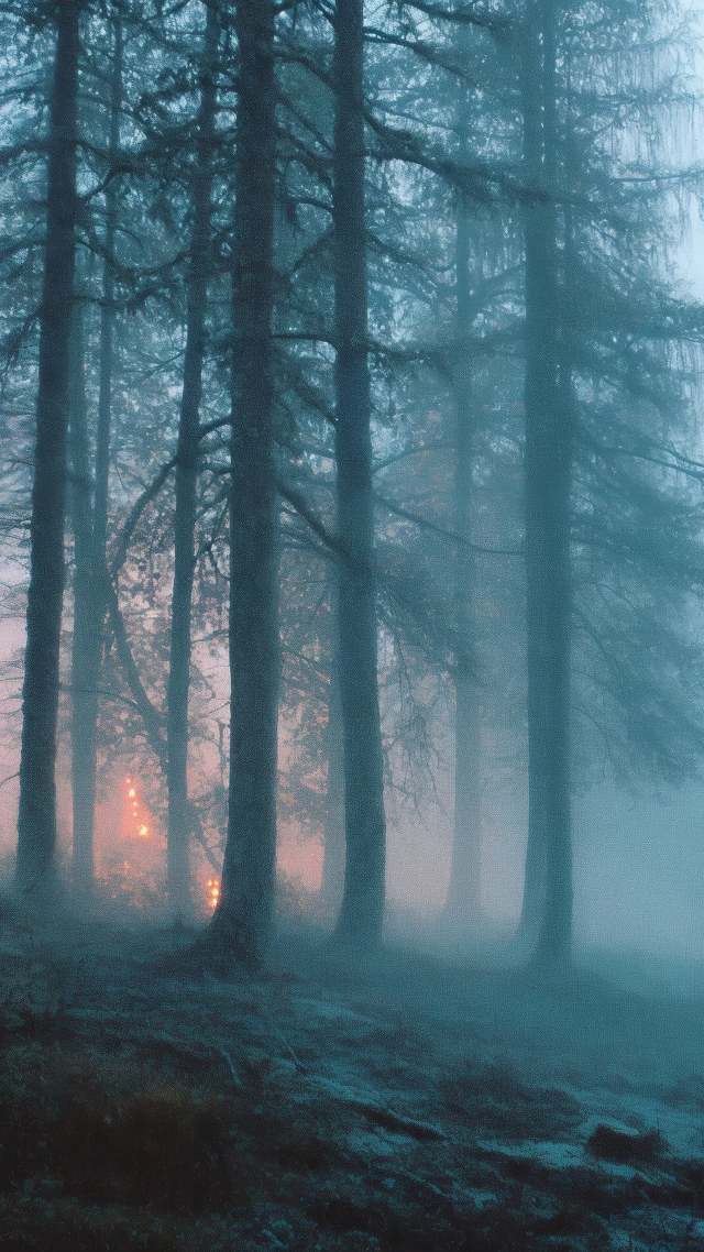 cold winter wallpaper, haze, dreamy landscape, background for mobile wallpaper (vertical)
