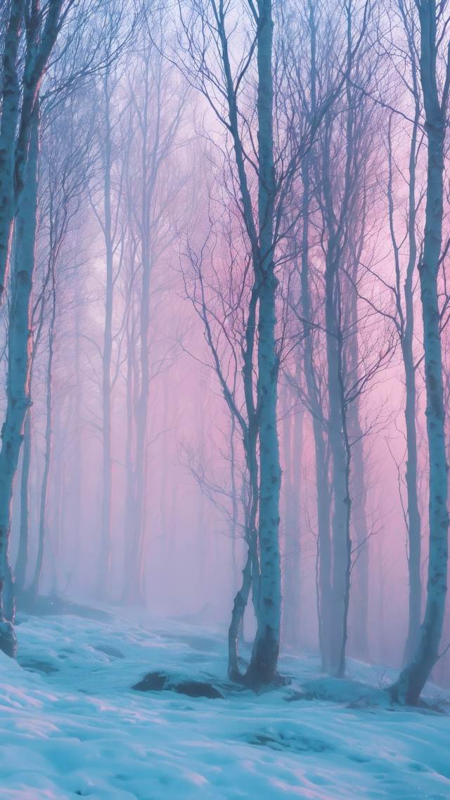 mist wallpaper, surreal, foggy trees, background for mobile wallpaper (vertical)