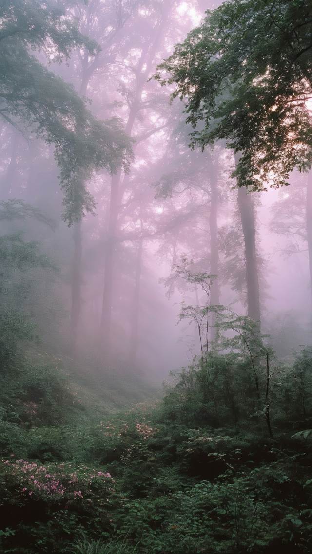 soft-focus wallpaper, whimsical imagery, magical forest, background for mobile wallpaper (vertical)