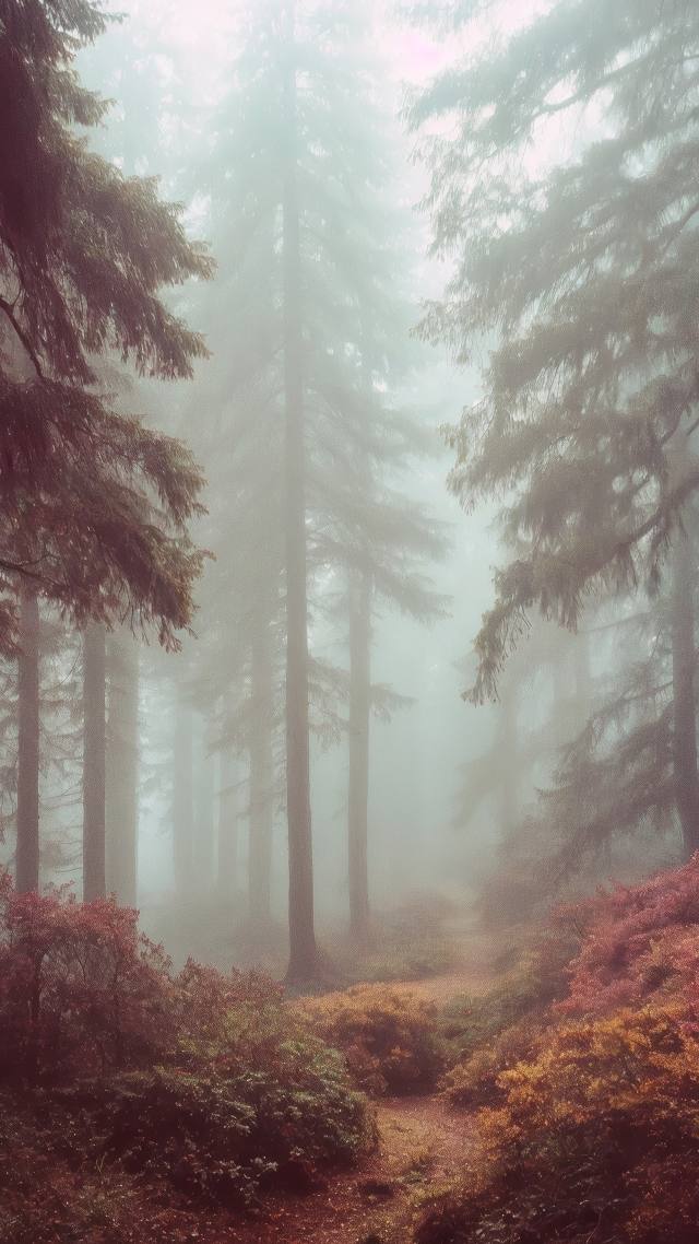 enchantment wallpaper, whimsical trees, enchanted landscape, background for mobile wallpaper (vertical)