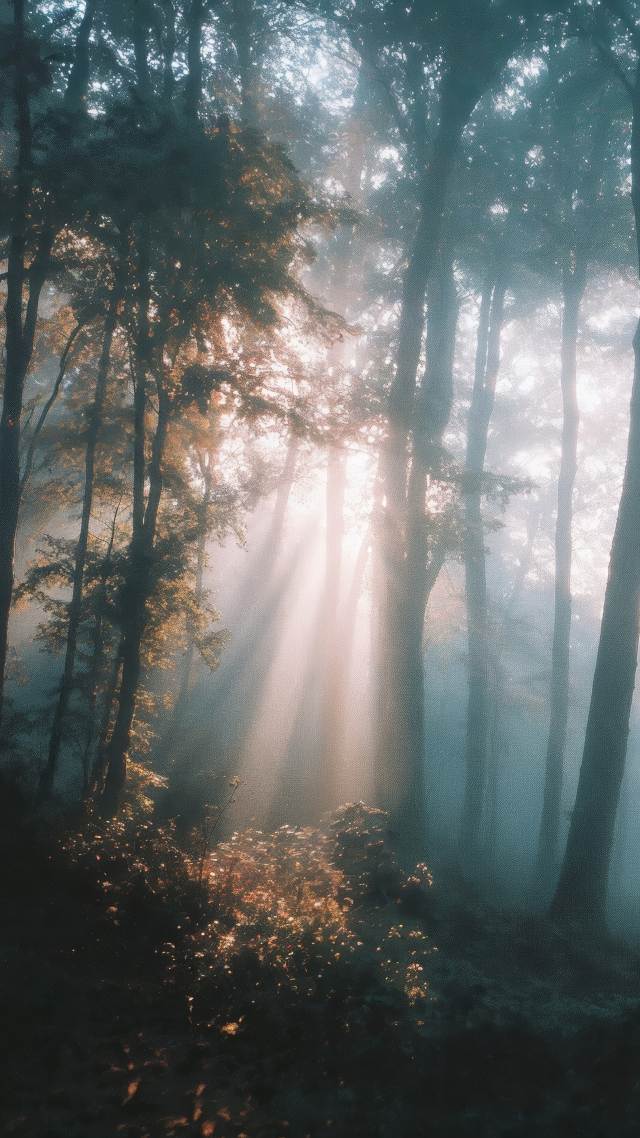 sun rays wallpaper, nature wonderland, tranquil grove, background for mobile wallpaper (vertical)