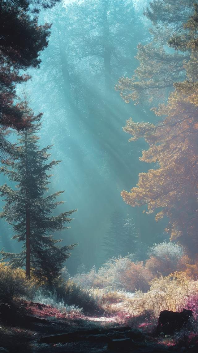 magical wallpaper, fantasy forest, nature magic, background for mobile wallpaper (vertical)