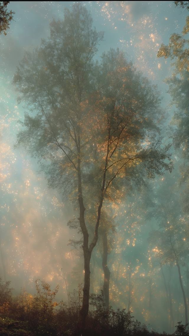 dappled light wallpaper, fantasy imagery, fairy forest, background for mobile wallpaper (vertical)