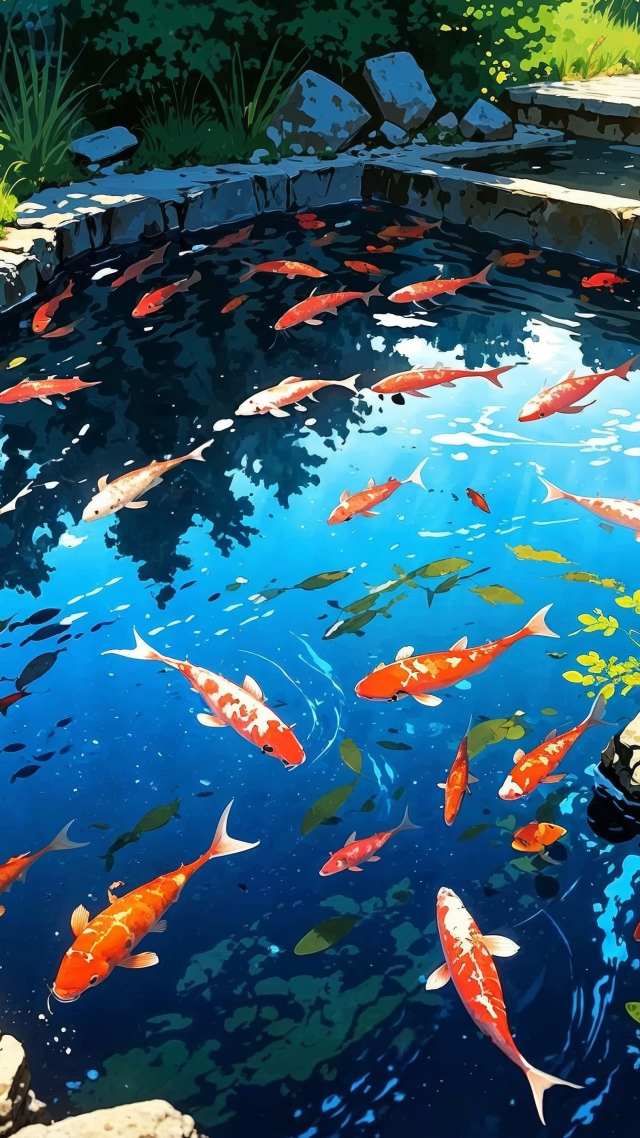 cultural aesthetics wallpaper, outdoor oasis, harmony, background for mobile wallpaper (vertical)