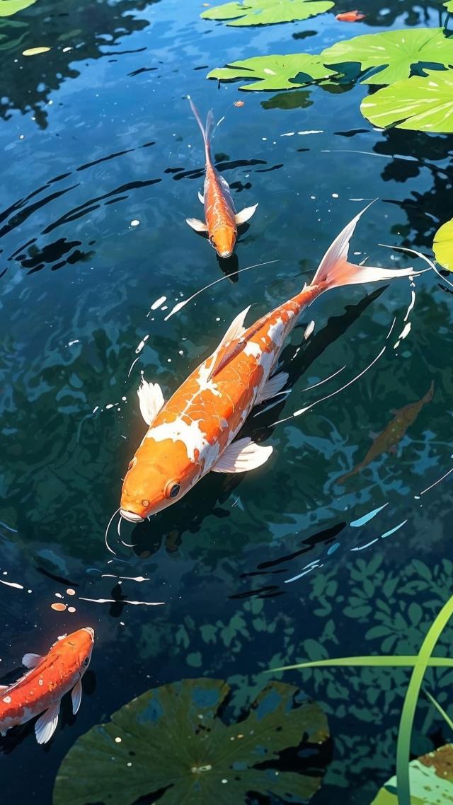 asian aesthetics wallpaper, water feature, japanese garden, background for mobile wallpaper (vertical)