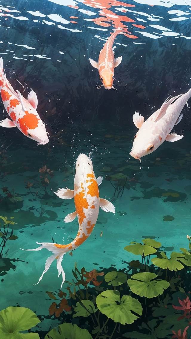 nature reflection wallpaper, calming waters, japanese garden, background for mobile wallpaper (vertical)