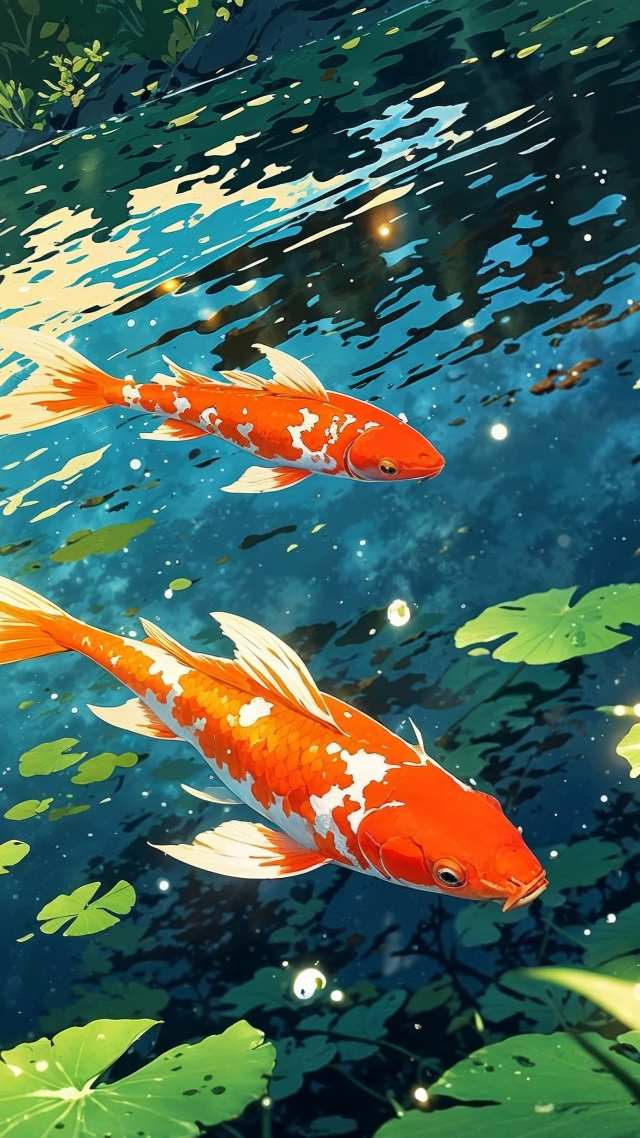 tranquil water wallpaper, asian aesthetics, pond landscape, background for mobile wallpaper (vertical)