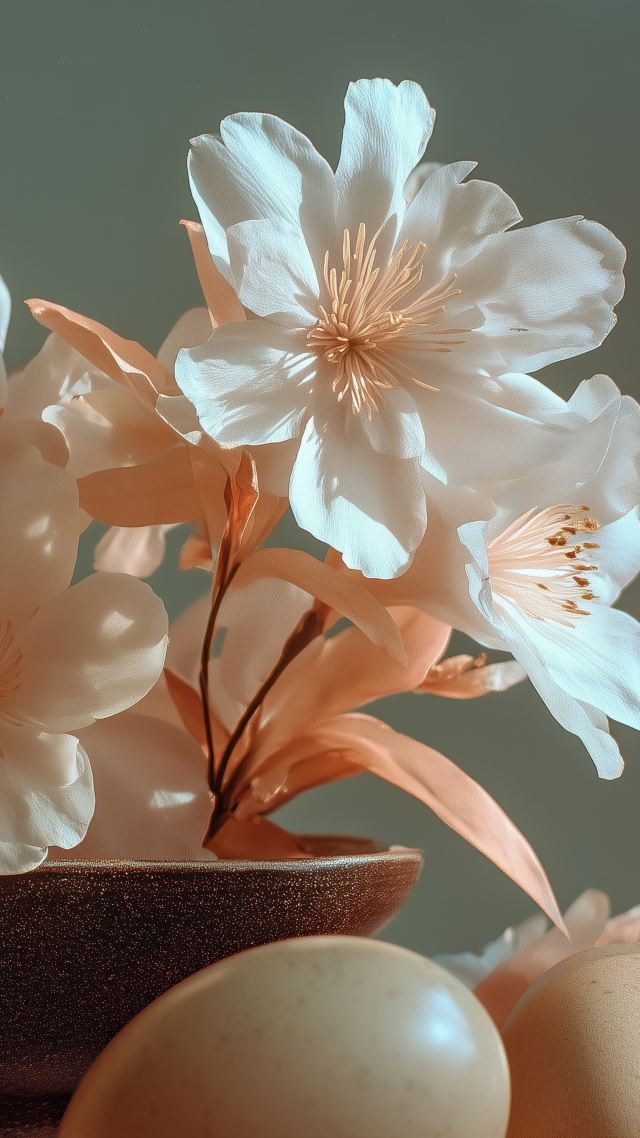 colorful eggs wallpaper, garden party, joyful moments, background for mobile wallpaper (vertical)