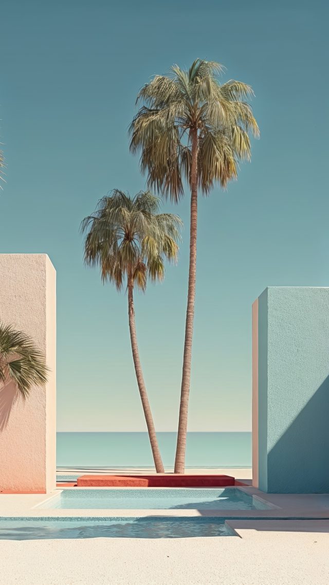 breeze wallpaper, charming cottages, coastal village, background for mobile wallpaper (vertical)