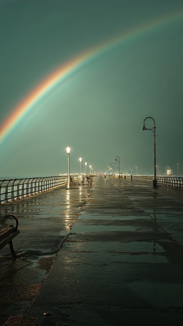 colorful reflections wallpaper, urban vibe, pier, background for mobile wallpaper (vertical)