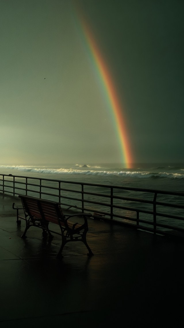 coastal vibes wallpaper, rainbow hues, colorful lights, background for mobile wallpaper (vertical)