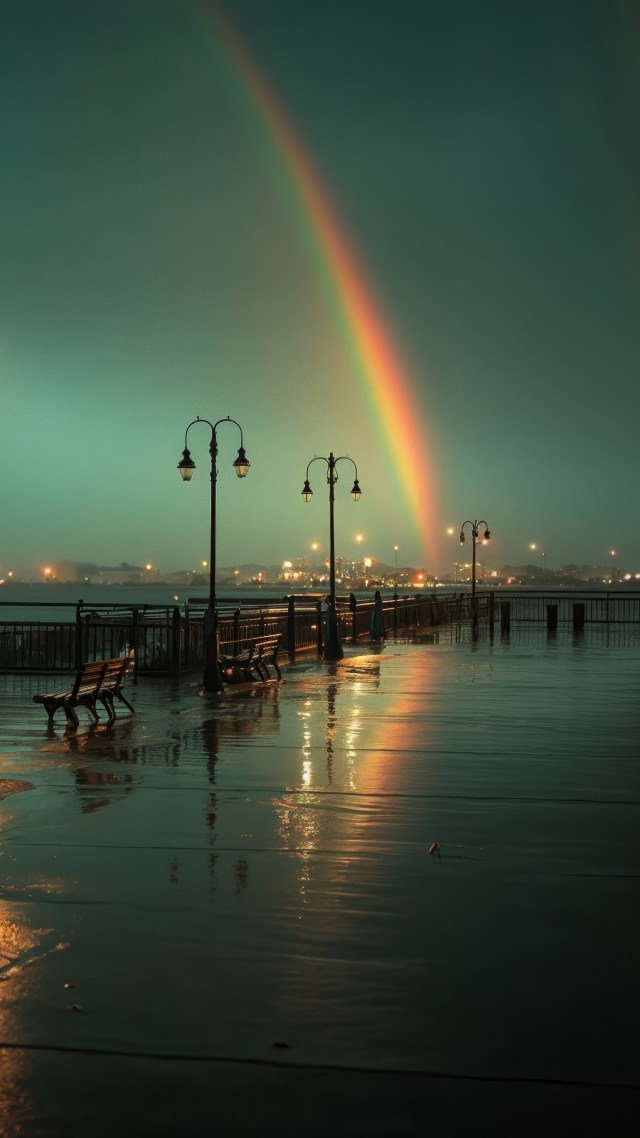 beach vibes wallpaper, night glow, coastal charm, background for mobile wallpaper (vertical)