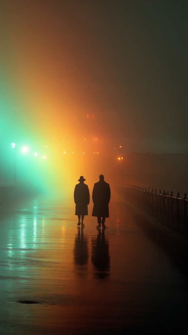 outdoor illumination wallpaper, colorful sunset, artistic lighting, background for mobile wallpaper (vertical)