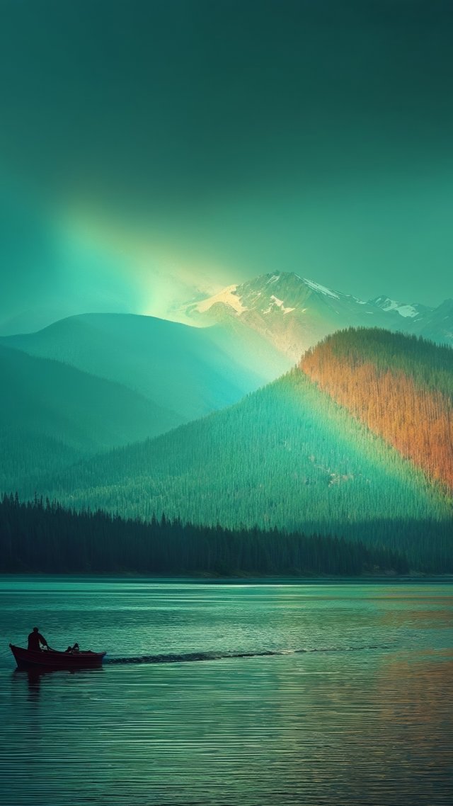 twilight scenery wallpaper, lakeside, dramatic clouds, background for mobile wallpaper (vertical)