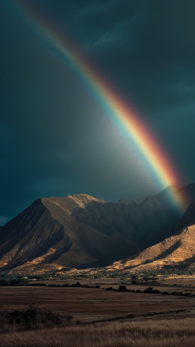 outdoor exploration wallpaper, rainbow mountains, moody landscape, background for mobile wallpaper (vertical)