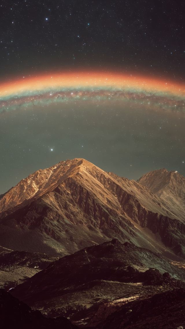 ethereal light wallpaper, rainbow mountains, majestic hills, background for mobile wallpaper (vertical)