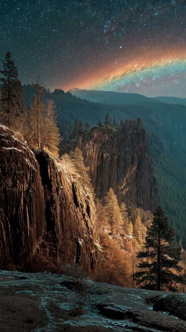 volumetric light wallpaper, rainbow sky, colorful aura, background for mobile wallpaper (vertical)