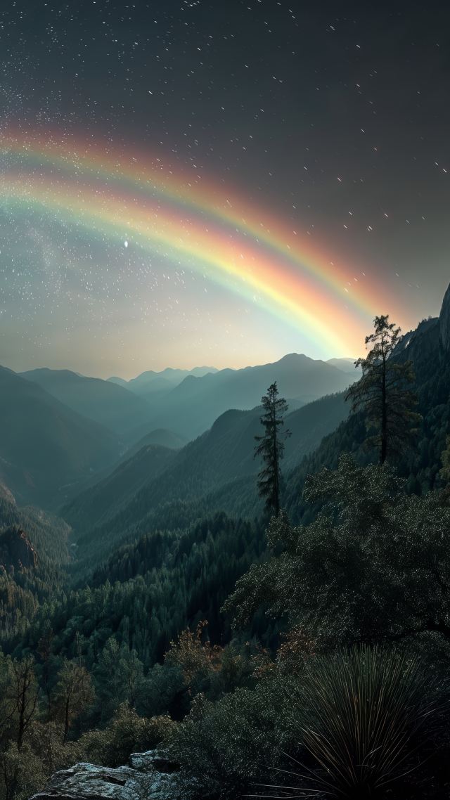 celestial beauty wallpaper, dark atmosphere, mountain silhouette, background for mobile wallpaper (vertical)