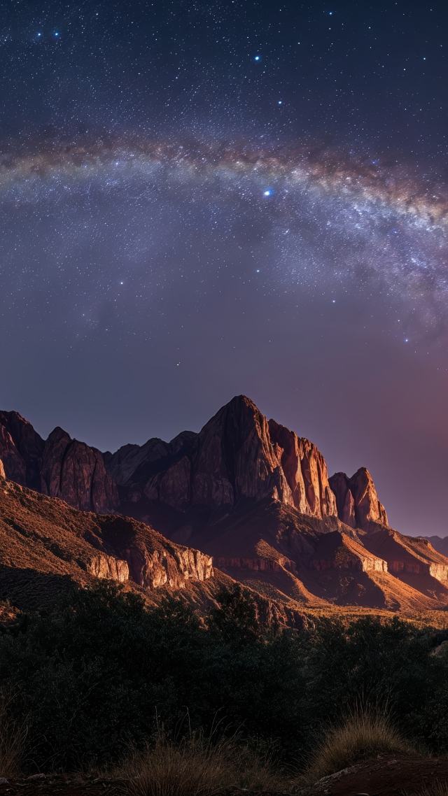 mystical landscape wallpaper, dark atmosphere, celestial colors, background for mobile wallpaper (vertical)