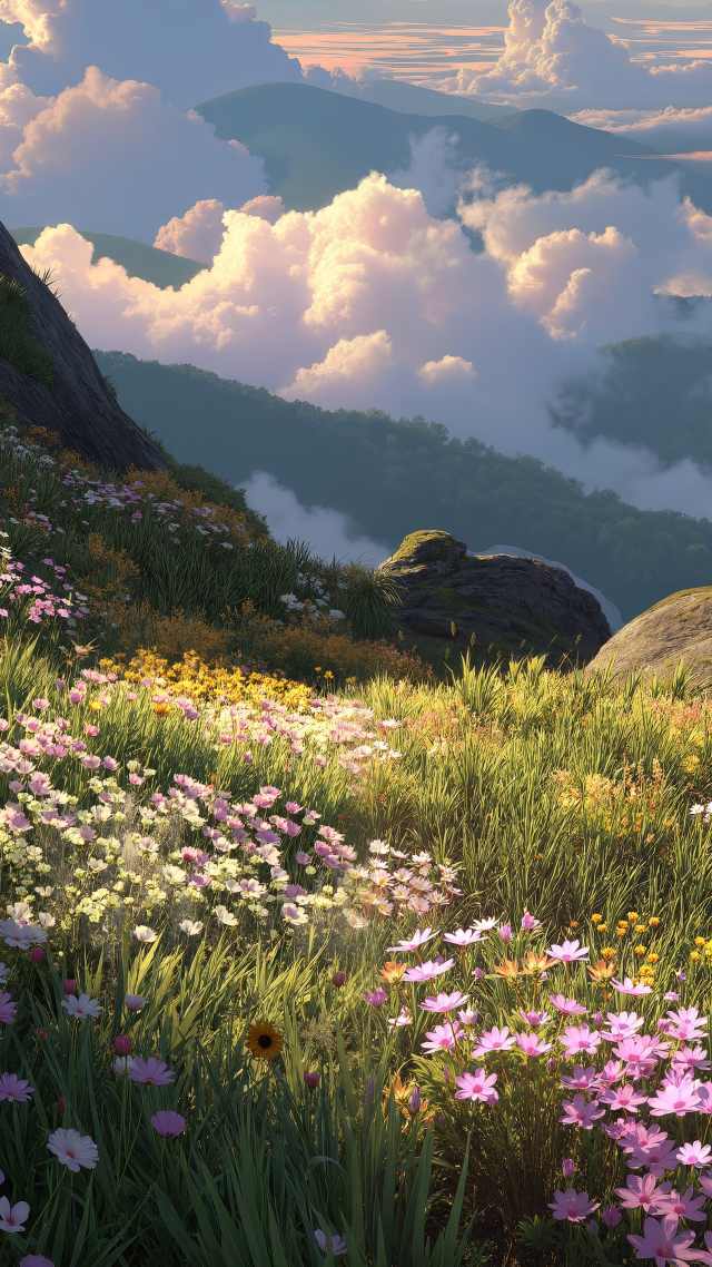 spring scenery wallpaper, renewal, flower season, background for mobile wallpaper (vertical)