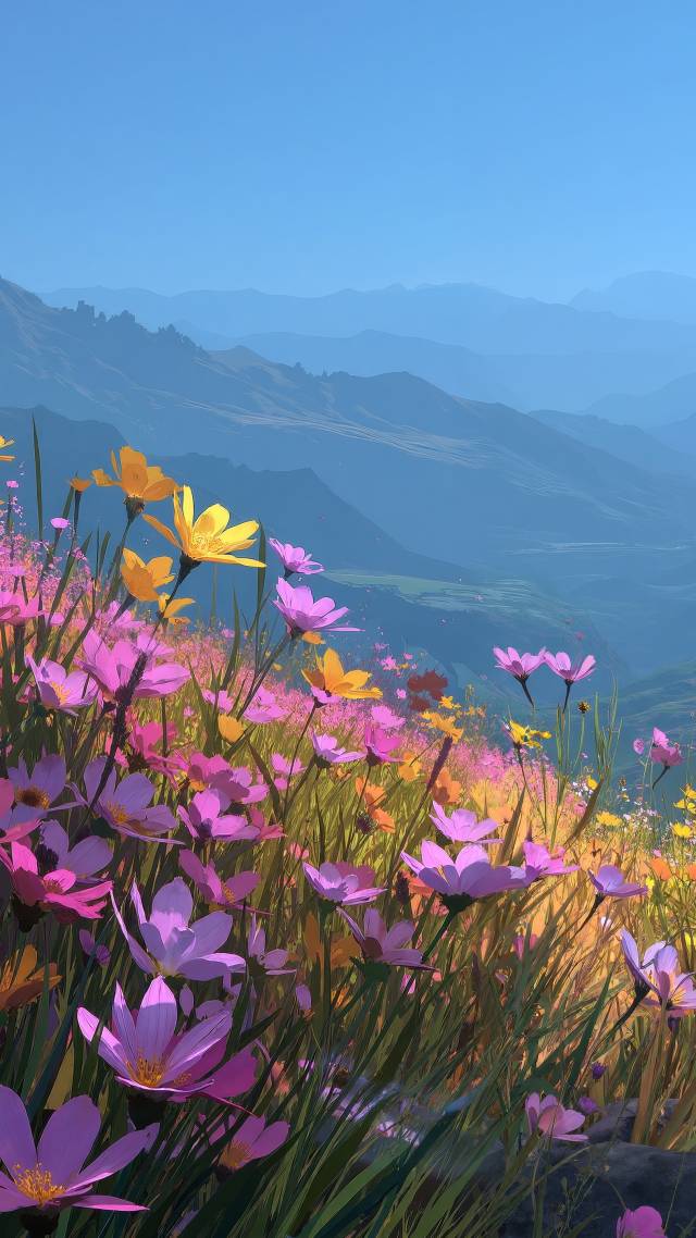 spring blooms wallpaper, seasonal flowers, botanical beauty, background for mobile wallpaper (vertical)