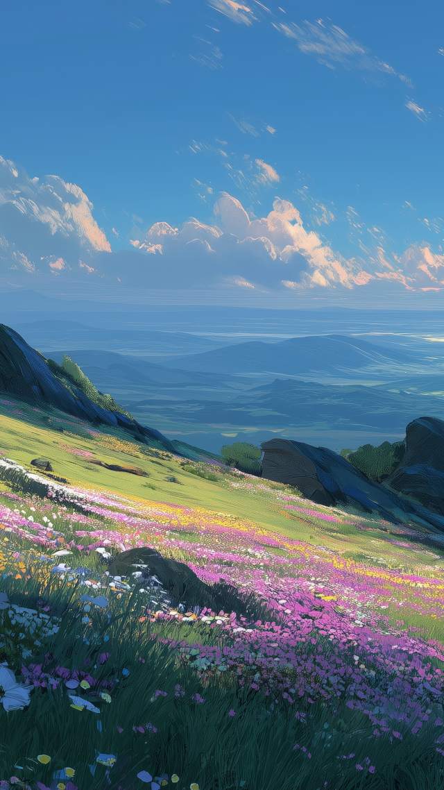 vibrant flowers wallpaper, spring bloom, warm weather, background for mobile wallpaper (vertical)