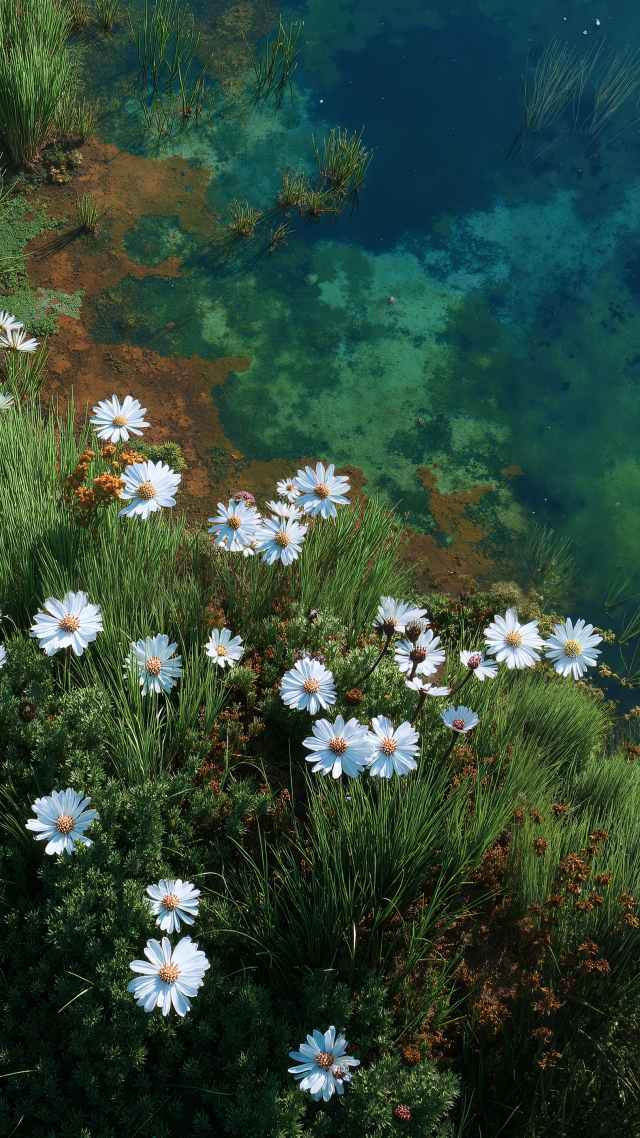 flower arrangement wallpaper, wildflower fields, spring beauty, background for mobile wallpaper (vertical)