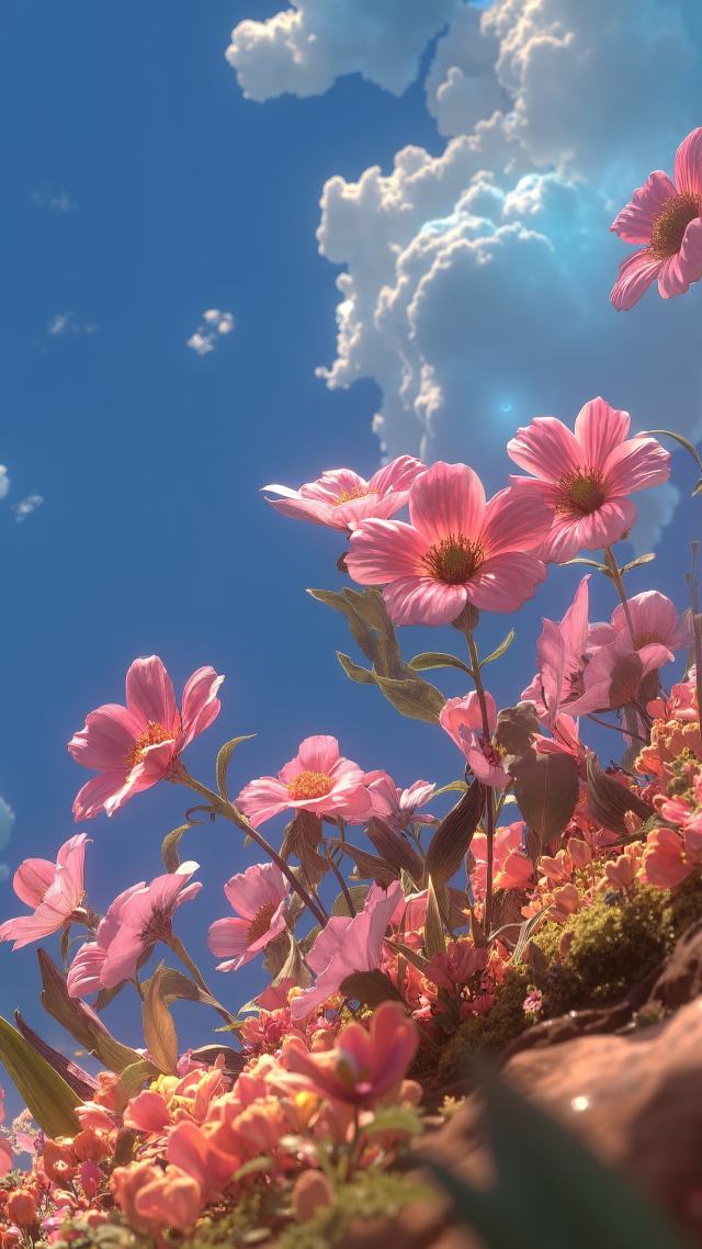 sunshine wallpaper, sunny garden, warmth, background for mobile wallpaper (vertical)