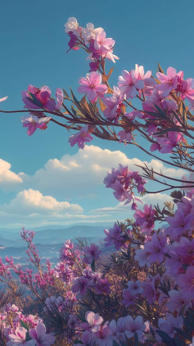 flower sunshine wallpaper, colorful blossoms, bright landscapes, background for mobile wallpaper (vertical)