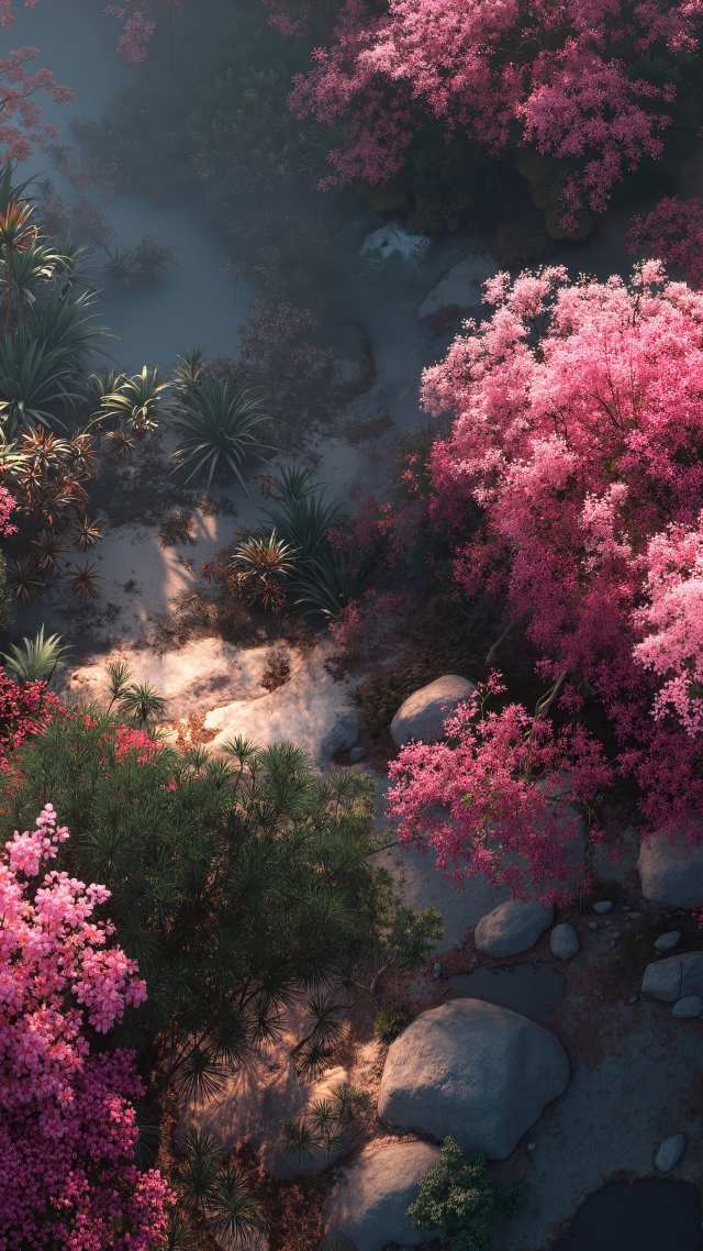 terrain wallpaper, bright horizons, tropical oasis, background for mobile wallpaper (vertical)