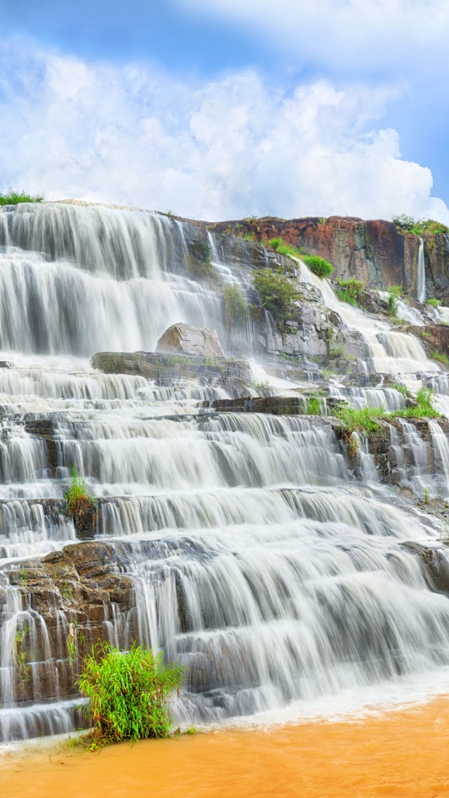Pongour Waterfall, 4k, HD wallpaper, falls, travel, Pongour, waterfall, Dalat, Vietnam, mountain, river (vertical)
