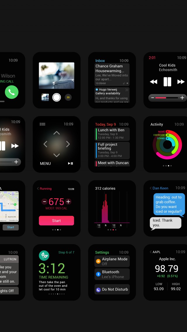 Apple Watch, GUI, interface, watches, wallpaper, 5k, 4k, review, iWatch, Apple, interface, display, silver, Real Futuristic Gadgets (vertical)