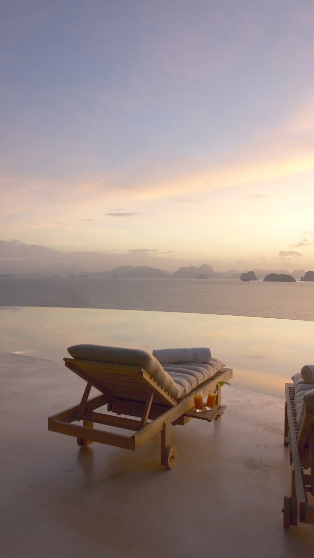 Six Senses Yao Noi, Koh Yao Noi, Eco, The best hotel pools 2017, tourism, travel, resort, vacation, pool, sunset, sunrise, sunbed, sky (vertical)