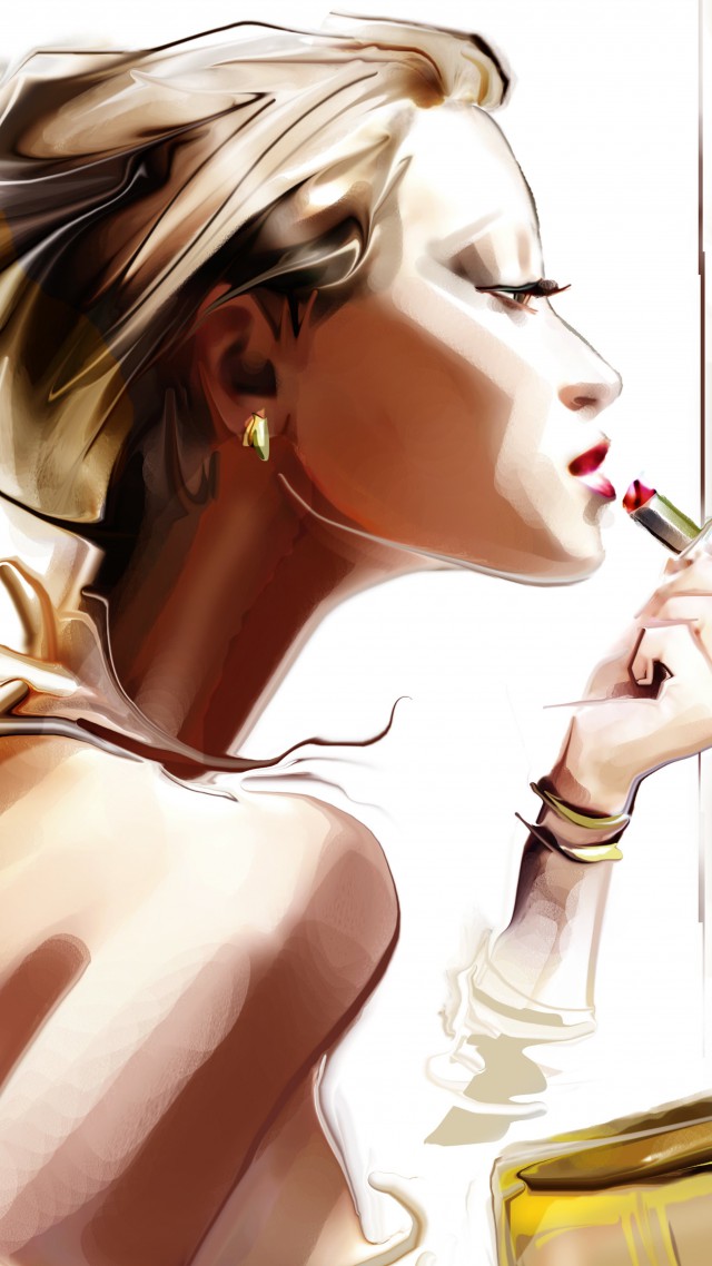 girl, portrait, art, lipstick (vertical)