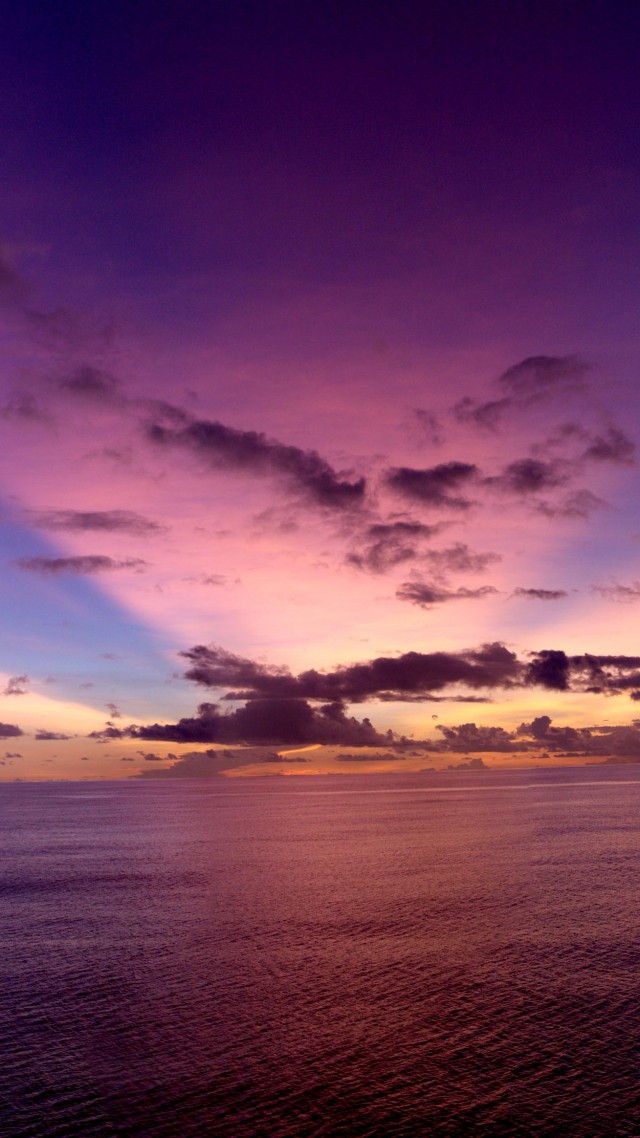 Pacific ocean, 5k, 4k wallpaper, sunset, purple, rays, clouds (vertical)