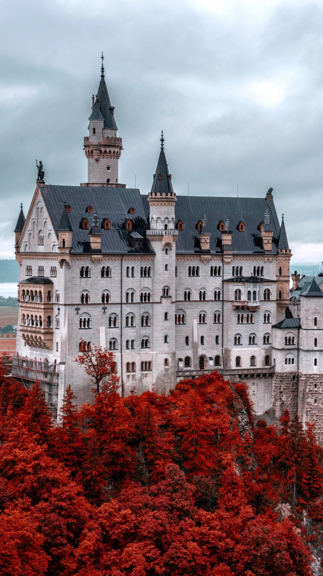 Neuschwanstein castle, Bavaria, Germany, Tourism, Travel (vertical)