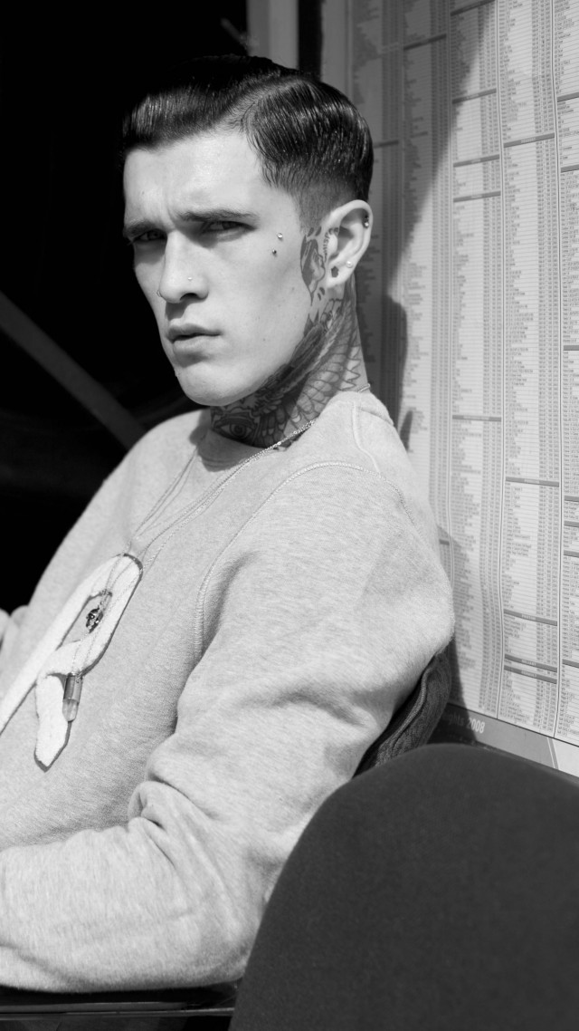 Jimmy Q, model, man, tattoo, piercing (vertical)
