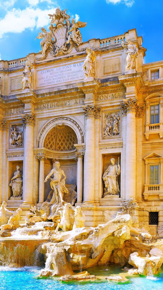 Trevi Fountain, Rome, Italy, Tourism, Travel (vertical)