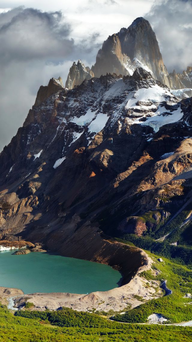 Patagonia, 5k, 4k wallpaper, Argentina, mountains, lake (vertical)