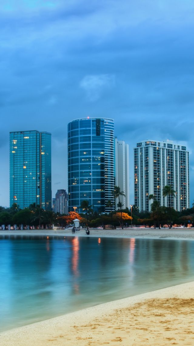 Miami, 5k, 4k wallpaper, ocean, shore, beach, palms (vertical)