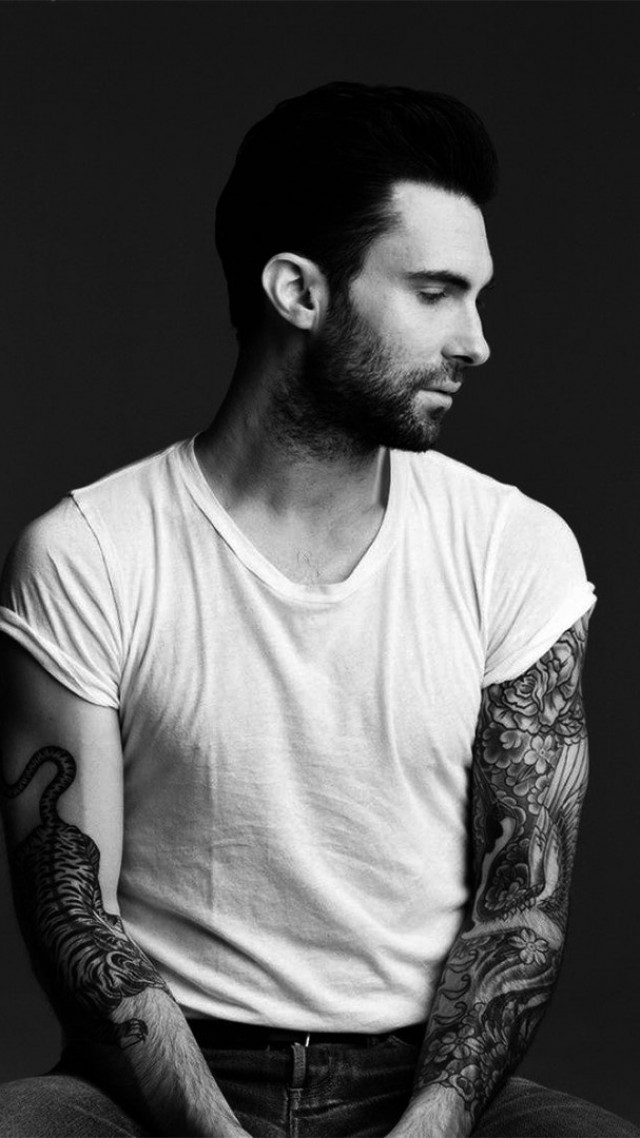 Adam Levine, Maroon 5, singer, actor, rock band, Japanese style, tattoo (vertical)