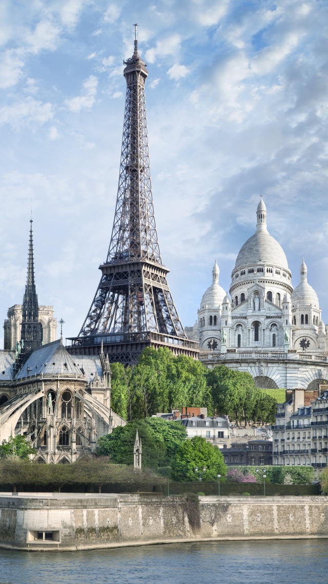 Paris, France, monuments, travel, tourism (vertical)