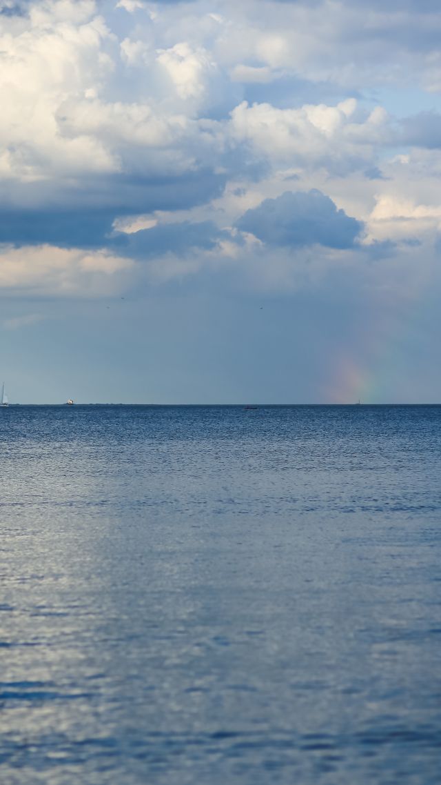 Baltic sea, 5k, 4k wallpaper, 8k, horizon, sky, clouds, rainbow (vertical)