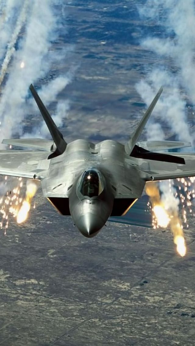 Raptor F-22, Martin, shooting, stealth, air superiority fighter, U.S. Air Force (vertical)